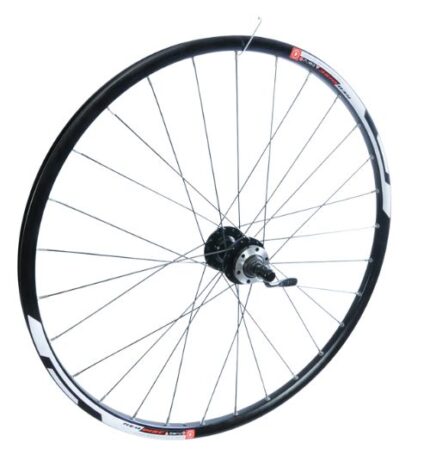 26” MTB front wheel black alloy disc hub